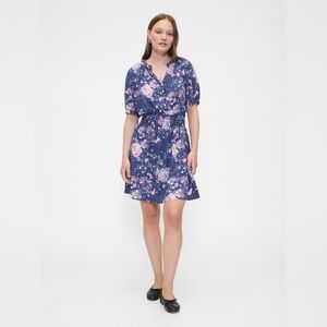 Gap Ruched V-Neck Maxi Dress Navy Floral LP